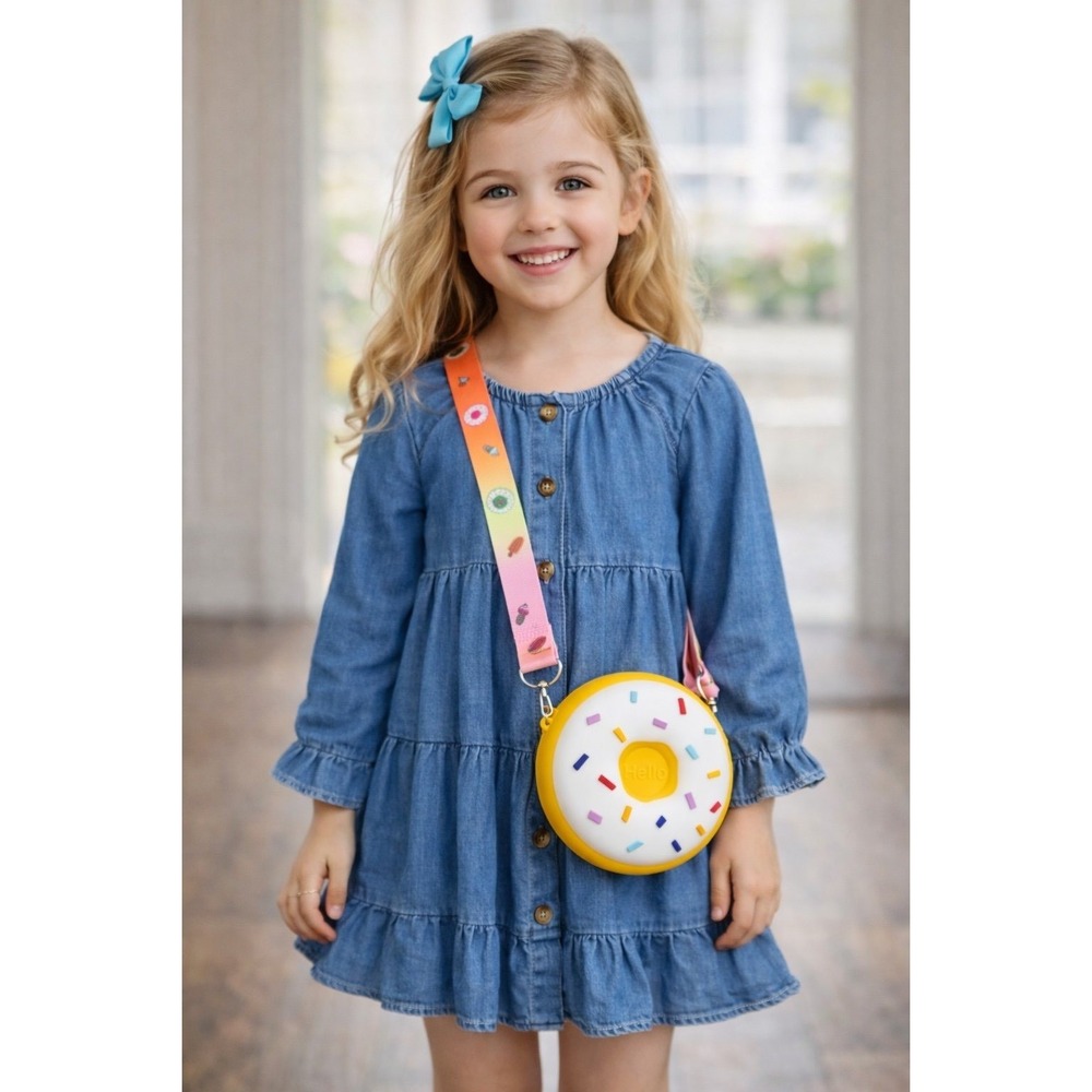 Donut Shaped Silicone Crossbody Bag Kids Mini Purse Adjustable Strap